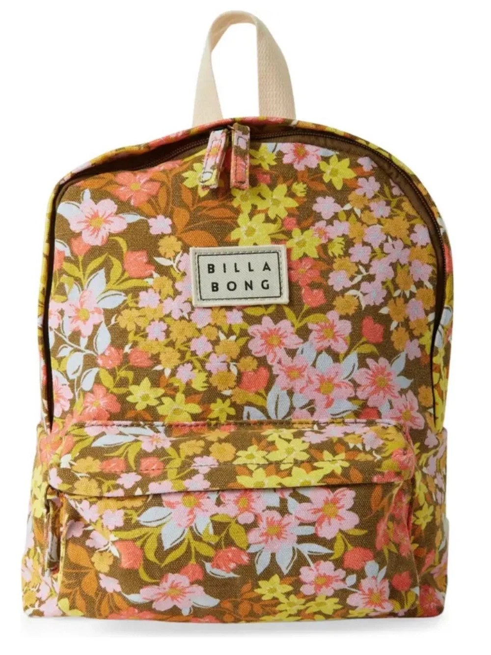Billabong Mini Mama Jr Canvas Backpack Multi Floral Brown Yellow Pink New School